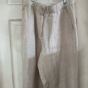 Talbots Women's Wide Leg Linen Pants - Tan